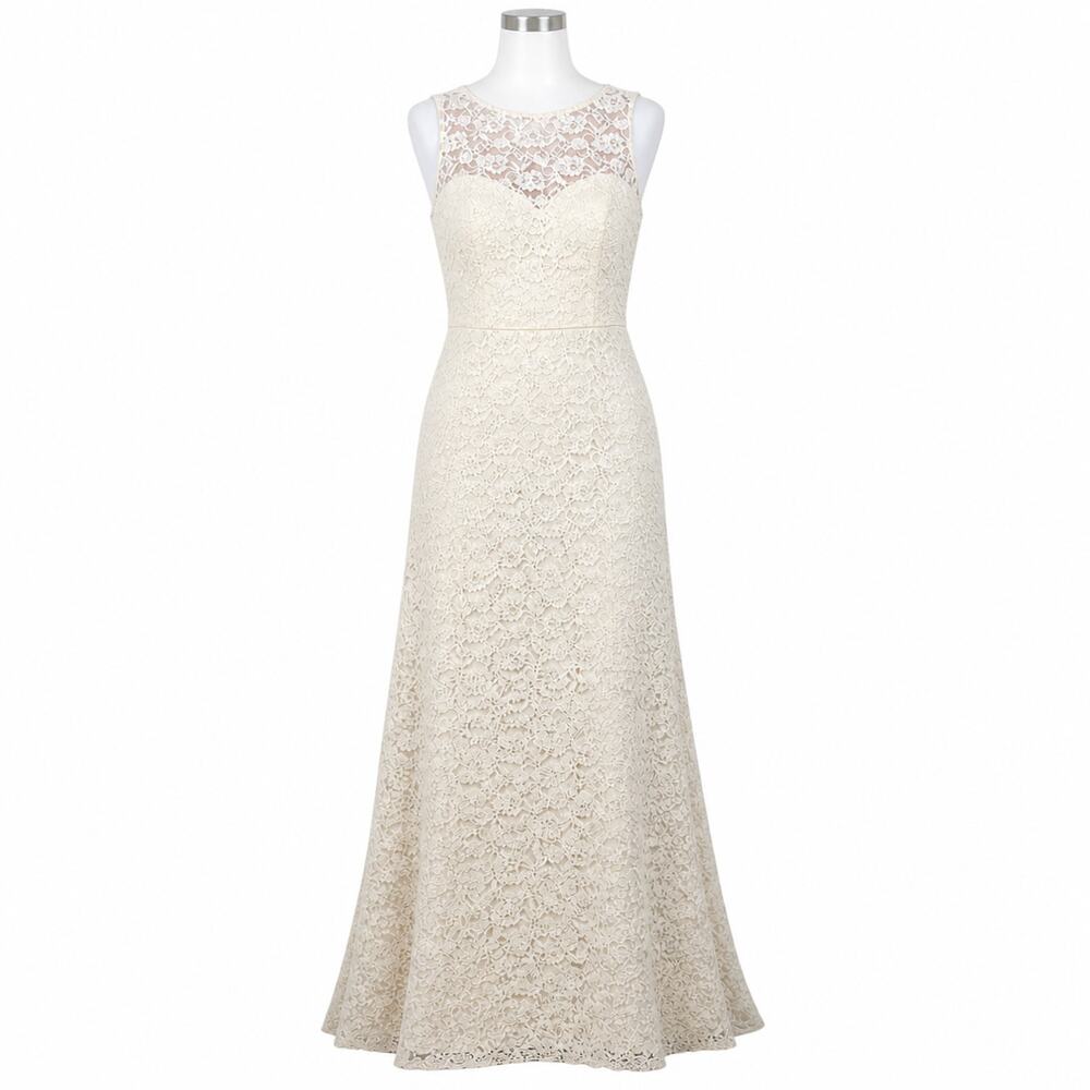 Wtoo Womens Lace Formal Dress -Size 8 - Pearl Ivory - Sleeveless - NWT